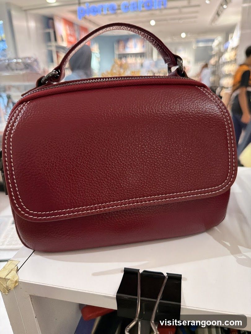 Red Leather Handbag Display