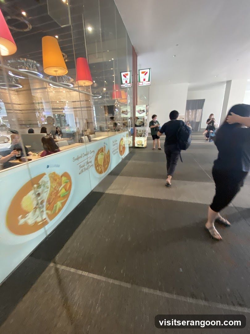 7-Eleven and Restaurant Interior View