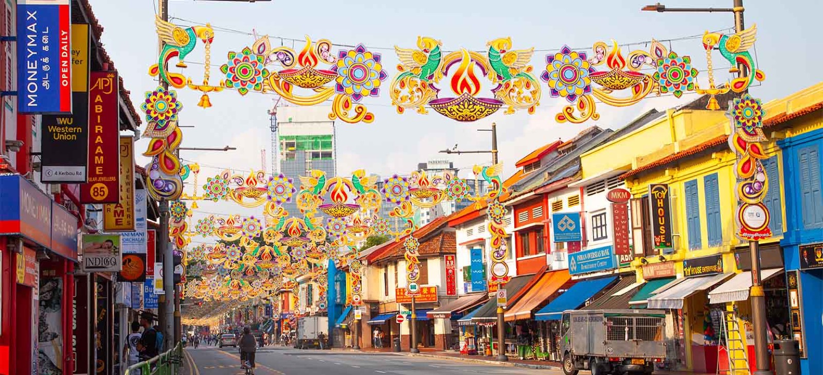 Serangoon Road through Little India, the Deepavali light-up corridor