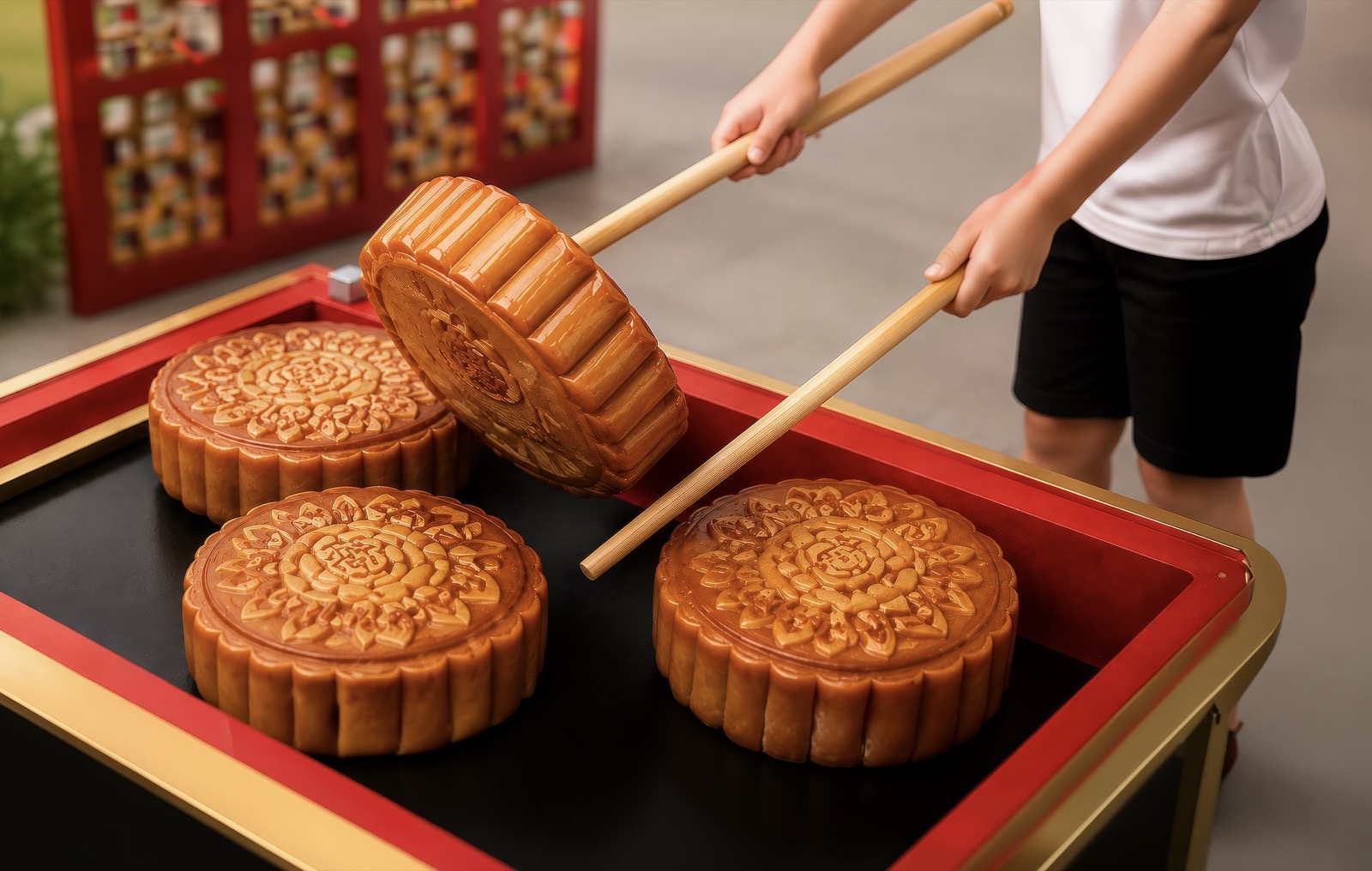 Mooncake packing game at Moonlit Wonders, NEX Serangoon