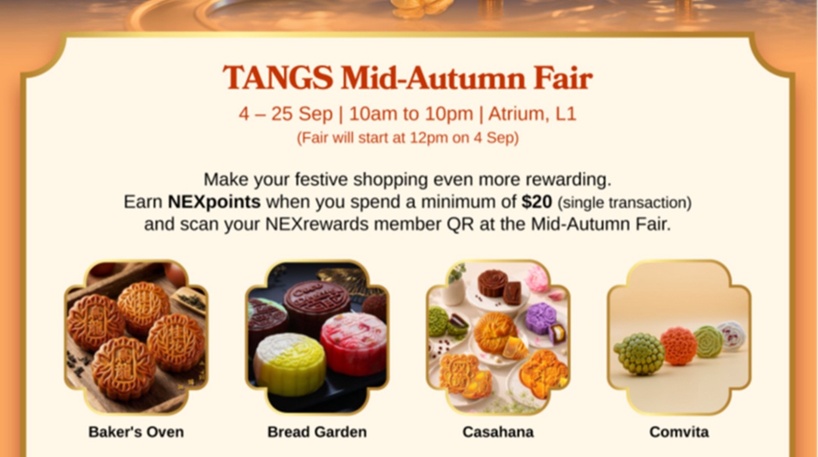 TANGS Mid-Autumn Fair brands at NEX Level 1 Atrium, Serangoon
