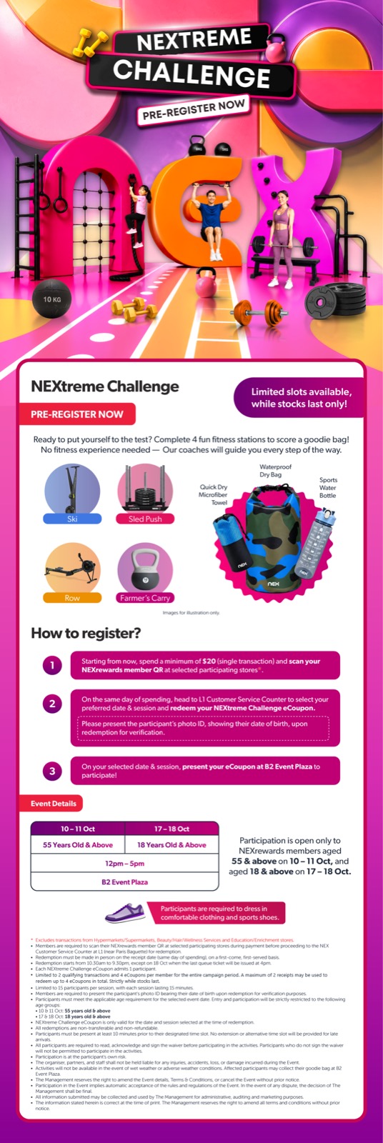 NEXtreme Challenge poster for Your Fitness Playground at NEX Serangoon, October 2026